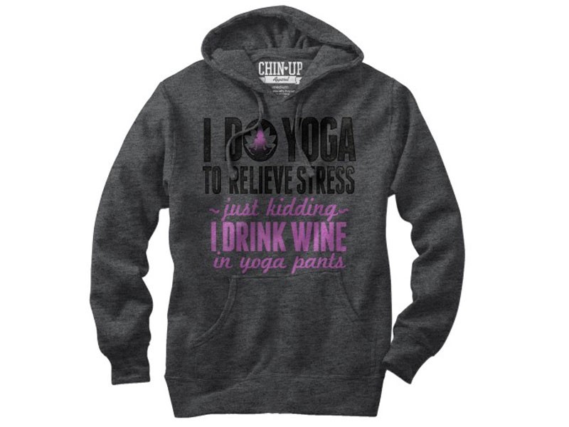 Women's Drink Wine in Yoga Pants Hoodie
