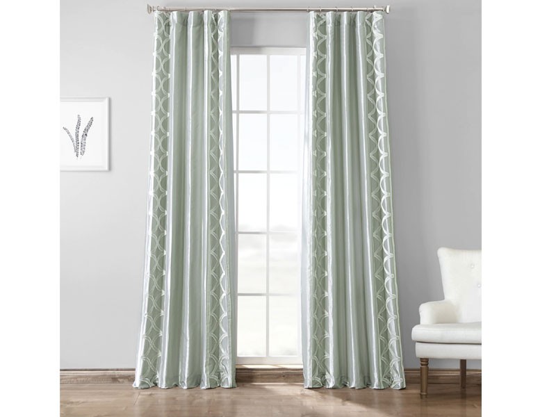 Espalier Sterling Grey Designer Embroidered Curtain