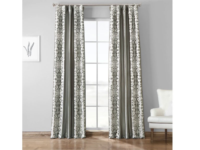 Renaissance Platinum Silver Designer Embroidered Curtain