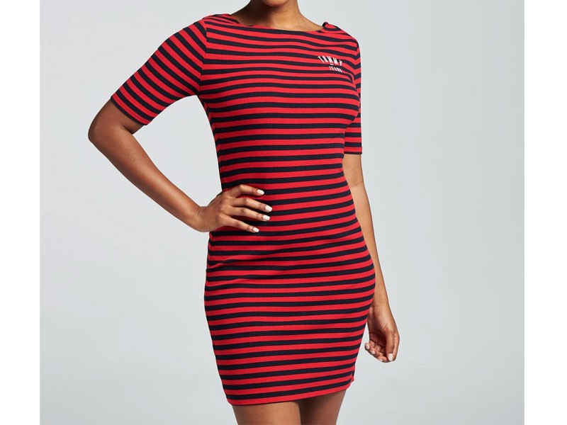 Striped Ribbed Dress For Women