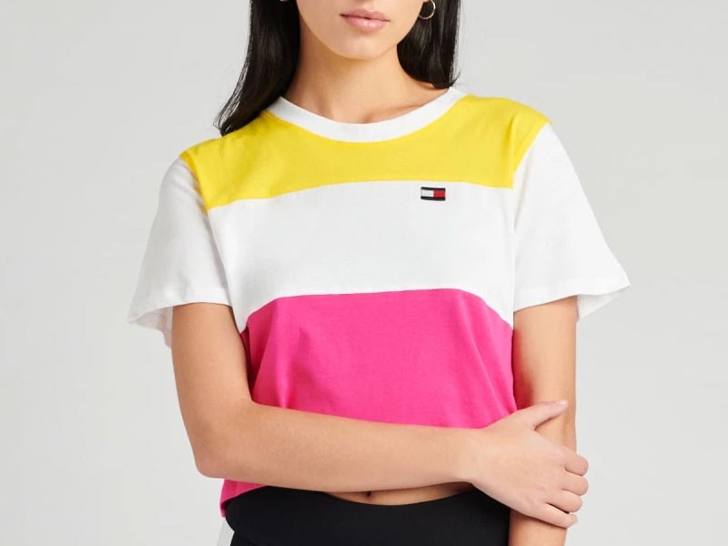 Color Block Short Sleeve Tee For Women