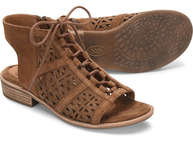 Sofft Nora Light-Brown-Suede Sandals For Women