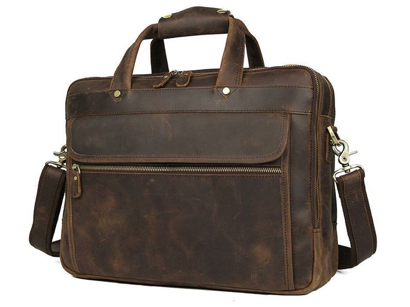 Edina Top Grain Leather Overnight Carry-on Travel Bag Brown