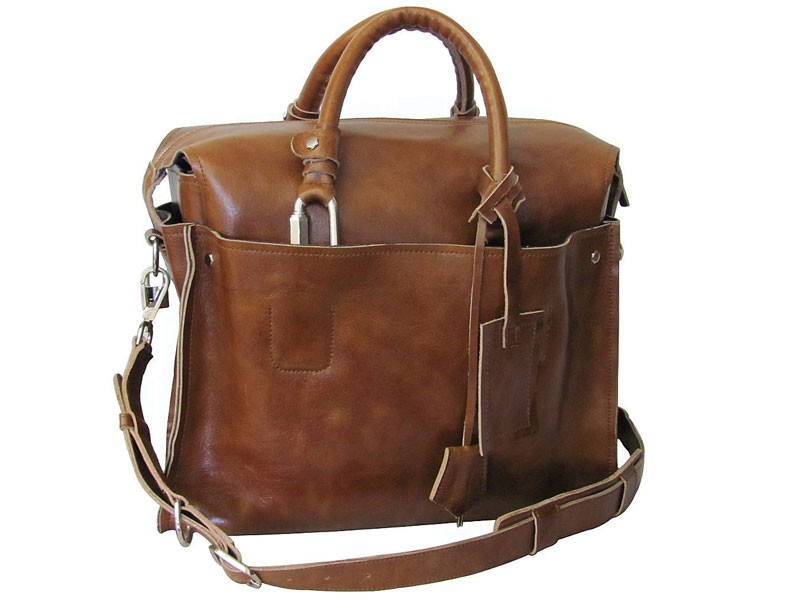 Amerileather Holmes Investigator Soft Leather Briefcase Rusty Brown