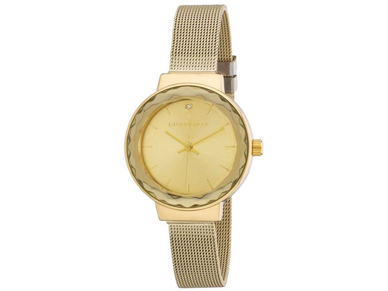 Women's Laura Ashley Gold Facet Bezel Sunray Dial Watch LA31044YG