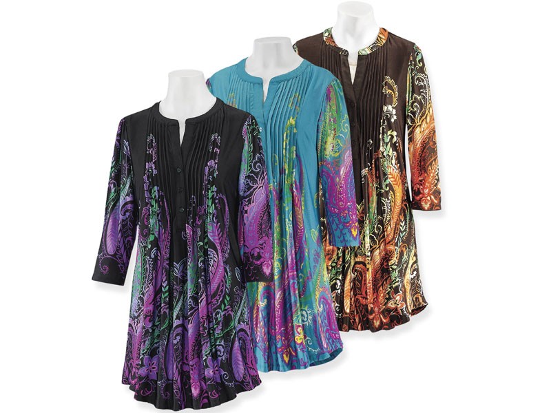 Paisley Pintuck Tunic For Women