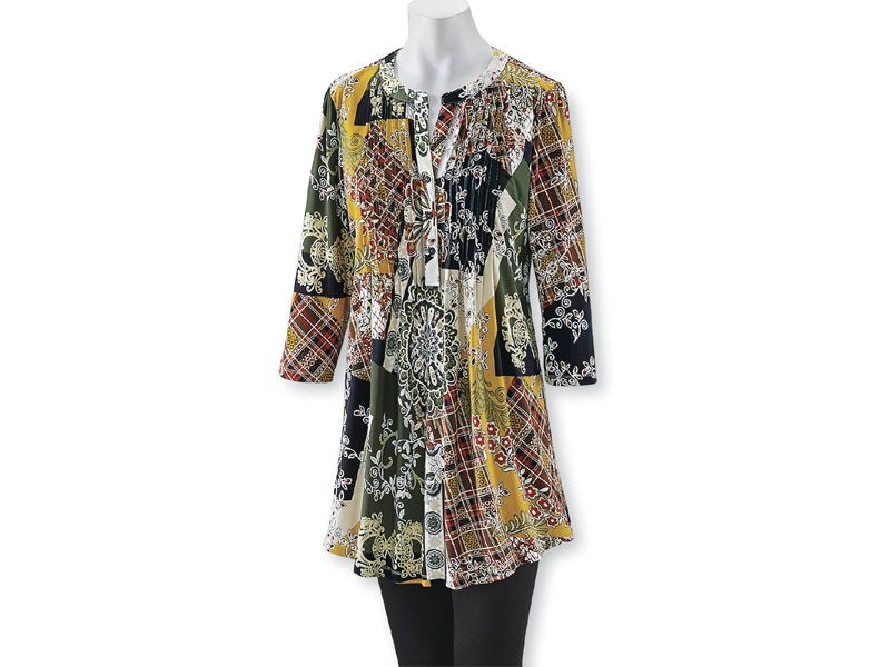 Boho Patchwork Print Tunic For Women