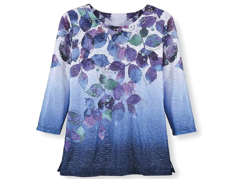 Alfred Dunner Jeweltone Leaves Ombre Top For Women
