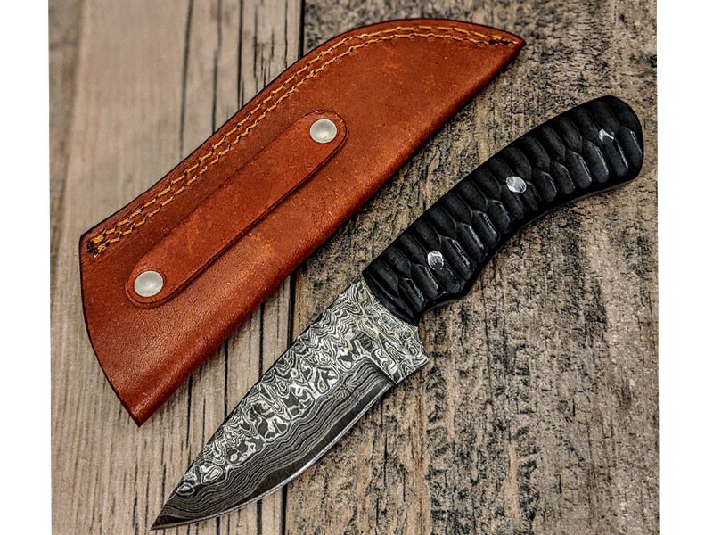 Hand Forged Sanmai Damascus Drop Point Skinner