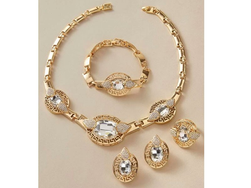 5pcs Rhinestone Decor Jewelry Set For Women