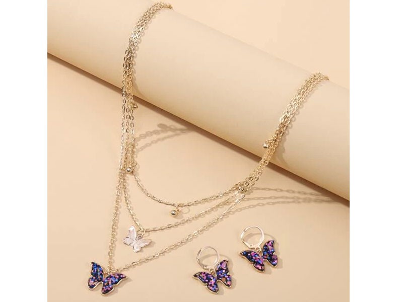 3pcs Women's Butterfly Decor Jewelry Set