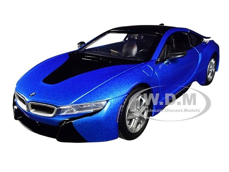 2018 BMW i8 Coupe Metallic Blue with Black Top 1/24 Diecast Model Car