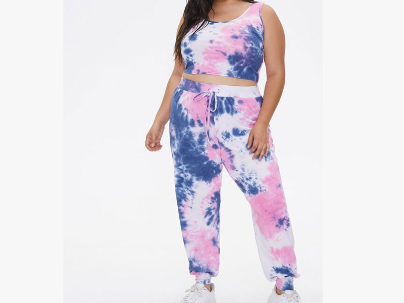 Plus Size Tie-Dye Top & Joggers Set For Women