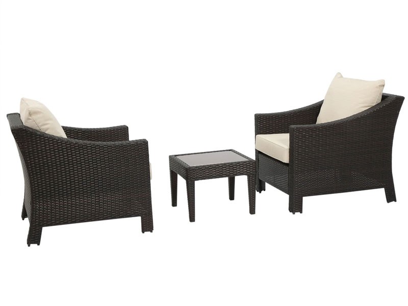 Jones Outdoor 3-piece Brown Wicker Bistro Set with Cushions