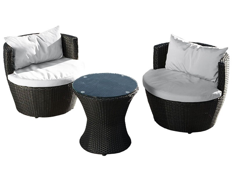 Pattaya 3pc Outdoor Black Wicker Chat Set