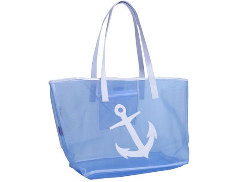 Blue Mesh Madison Tote with White Anchor