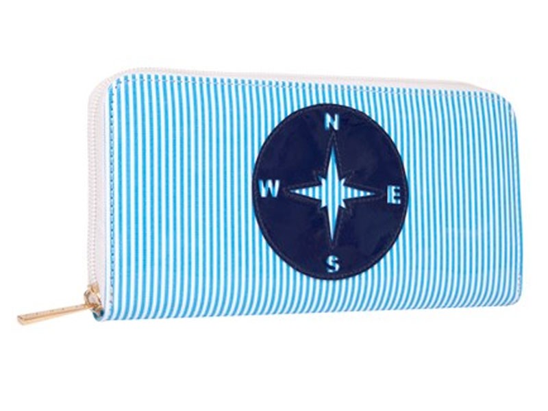 Blue Stripe Wallets with New Navy Compass Women's Purse