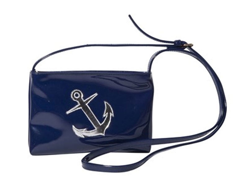 New Navy Megan Crossbody with Shiny Silver Anchor