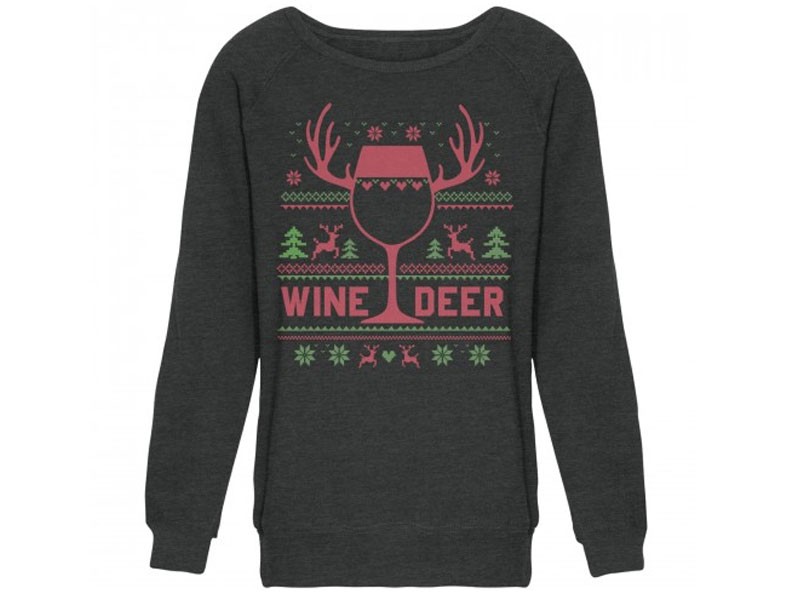 Juniors Christmas Wine Deer Kid's Sweatshirts