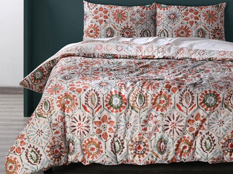 Rio Multi Cotton Double Slub Linen Weave Reversible Duvet Set