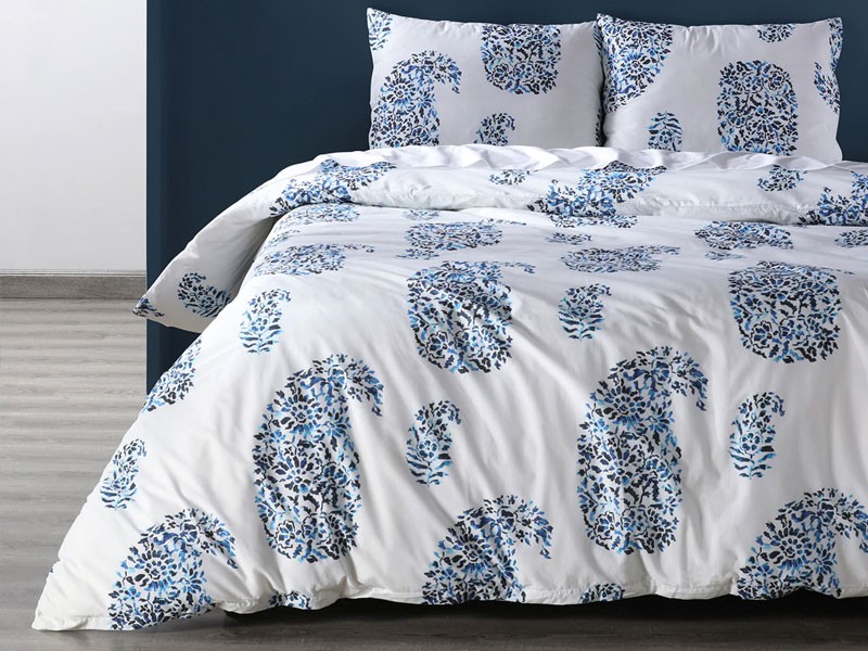 Paisley Park Blue Cotton Percale Printed Duvet Cover Set