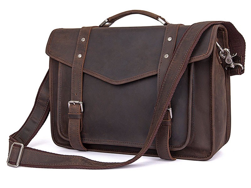 Bogata Men's Full Grain Distressed Leather Crossbody & Travel Bag