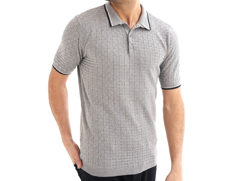 Zenone Short-Sleeve Polo Gray Shirt For Men