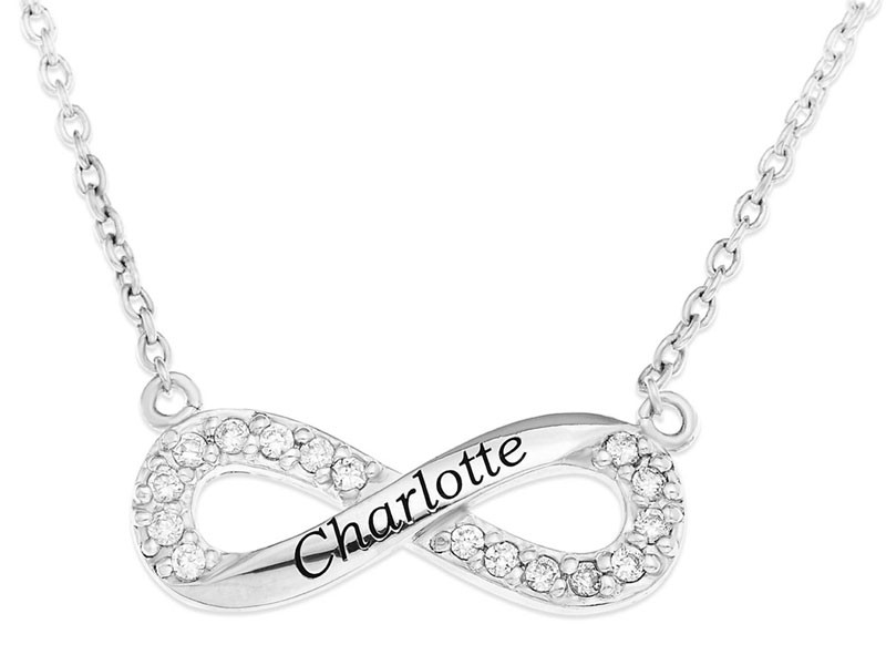 Personalized Cubic Zirconia & Sterling Infinity Name Pendant