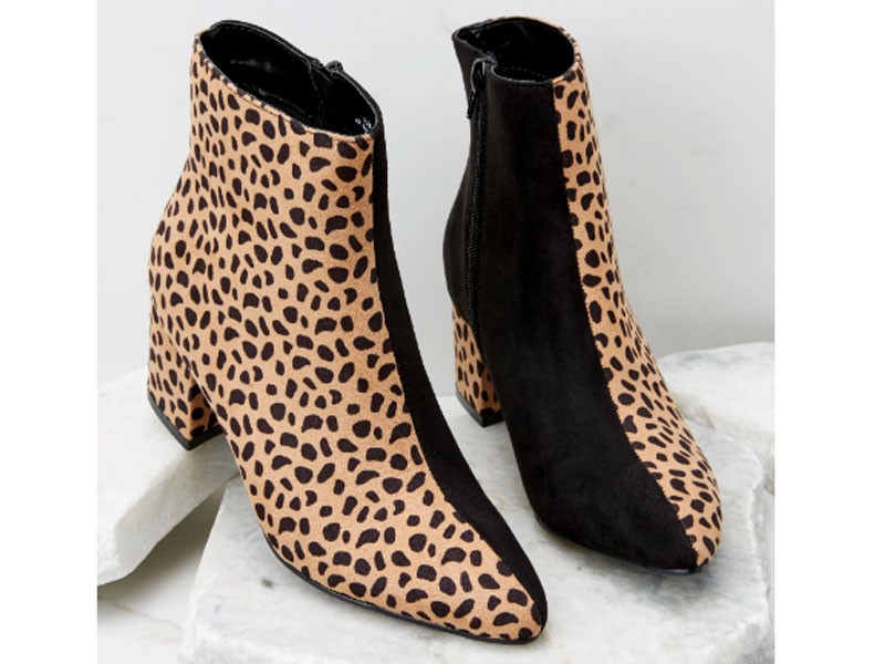 Split Decision Cheetah And Black Ankle Boot For Women