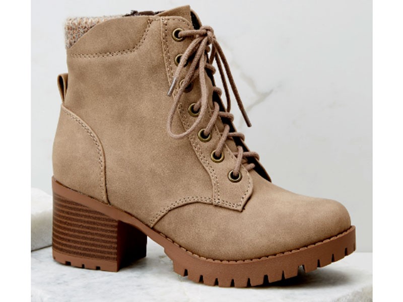 Weathered Love Taupe Women's Lace Up Boots