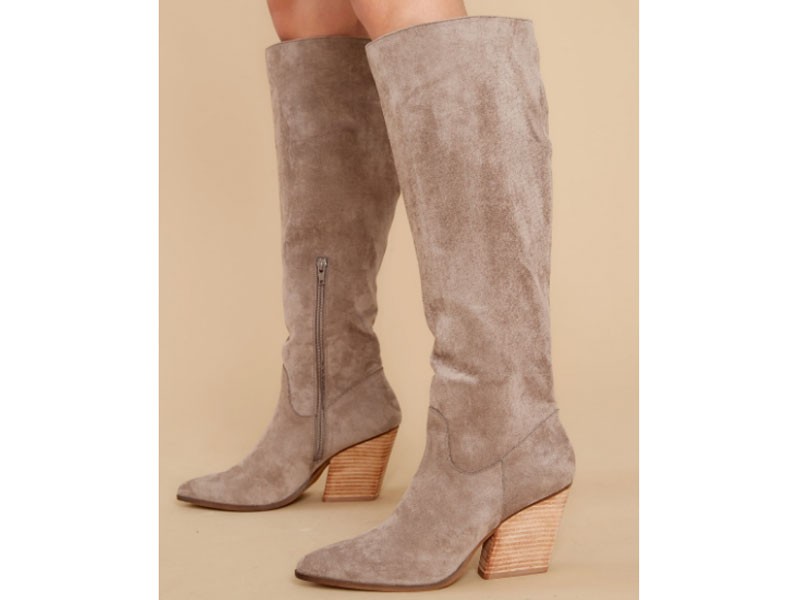 Making Plans With You Light Grey Knee High Boots For Women