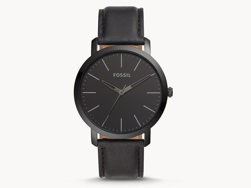 Luther Men's Three-Hand Black Leather Watch