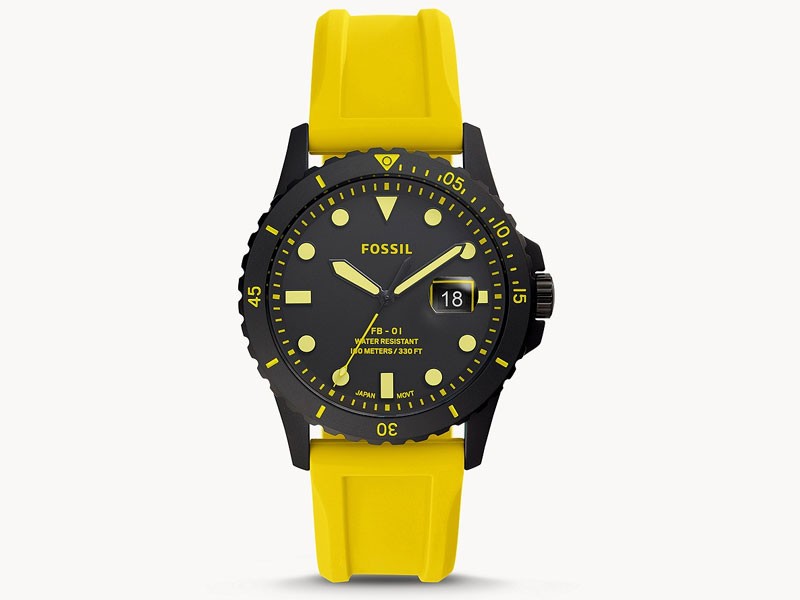 FB-01 Men's Three-Hand Date Yellow Silicone Watch