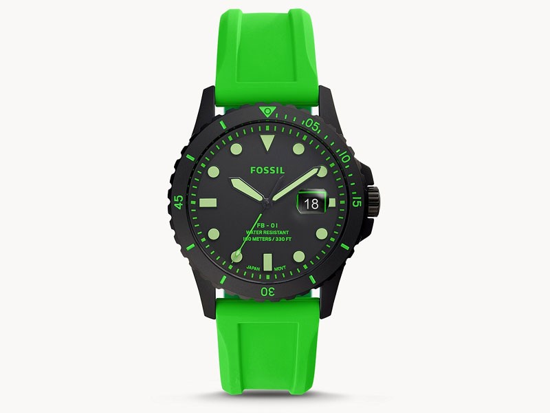 FB-01 Three-Hand Date Neon Green Silicone Watch For Men