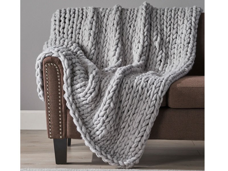 Jacqueline Modern Knit Stitch Fabric Rectangle Throw Blanket