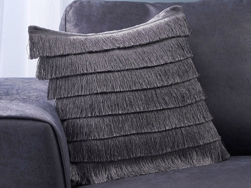 Elvira Glam Square Fabric Throw Pillow with Fringes