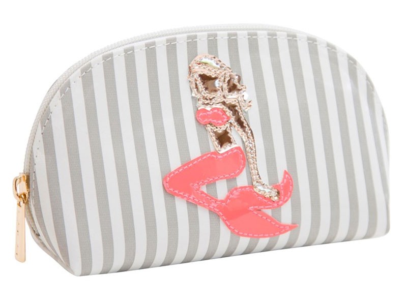Wide Gray Stripes Small Molly Case with Multicolor Mermaid