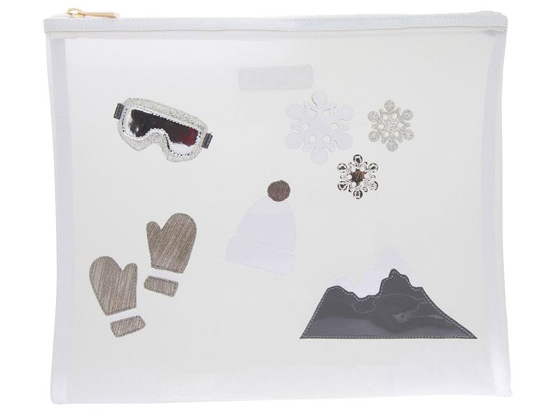 White Mesh Lydia Flat Case With Multicolor Ski Collage