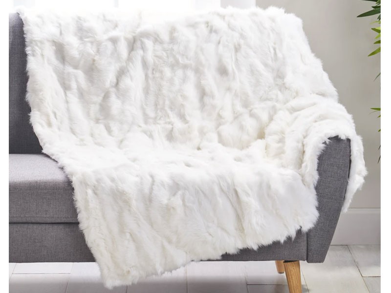 Lauren Glam Fur Throw Blanket