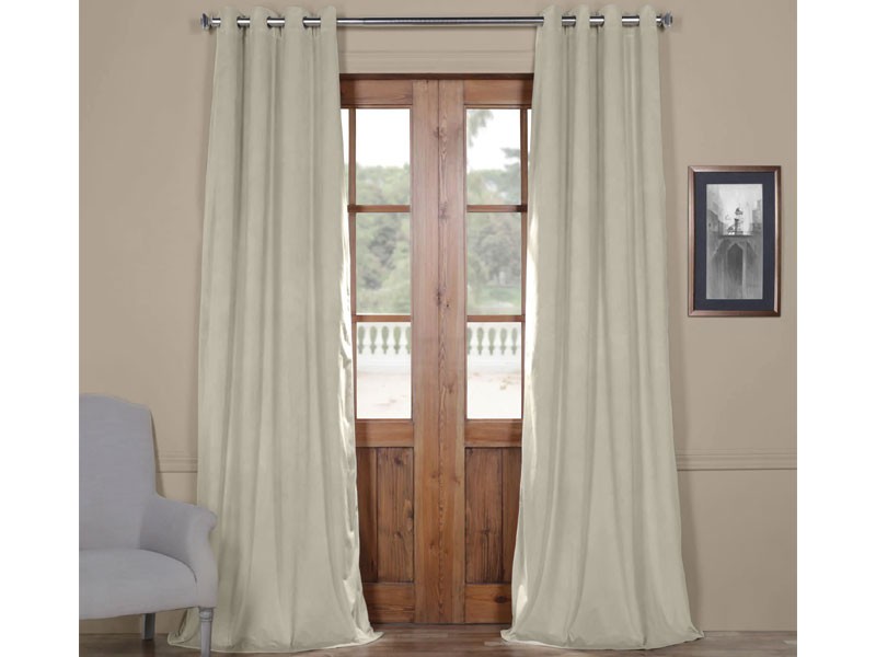 Signature Cool Beige Grommet Blackout Velvet Curtain