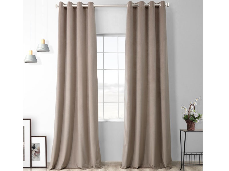 Gallery Taupe Heritage Plush Velvet Grommet Curtain