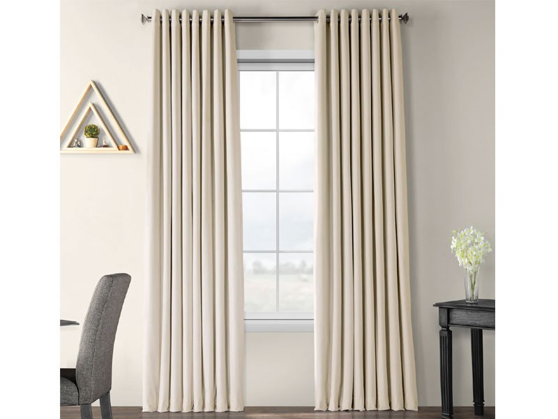 Signature Ivory Extra Wide Grommet Blackout Velvet Curtain