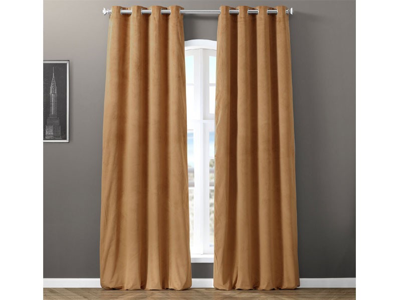 Signature Amber Gold Grommet Blackout Velvet Curtain