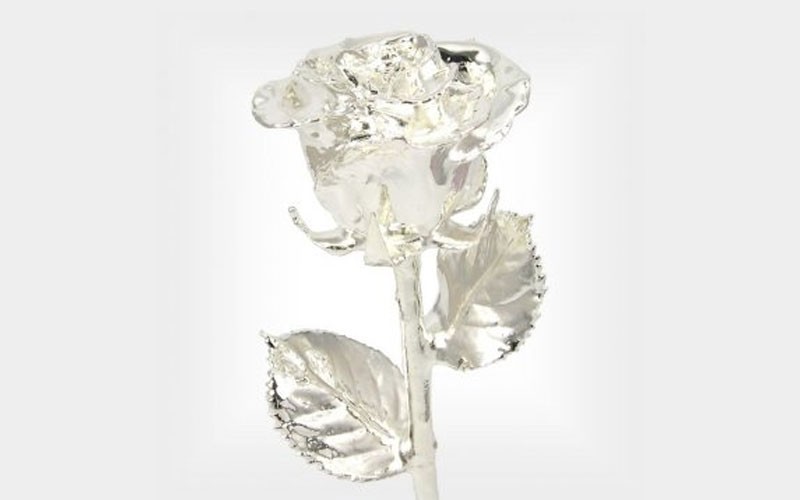 11-Inch Silver Dipped Rose