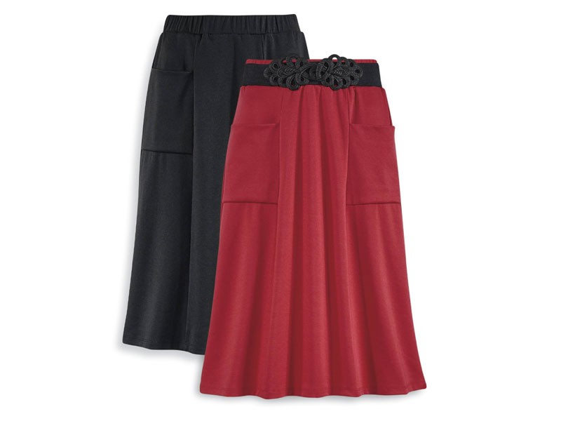 Double-Pocket Ponte Skirt For Women