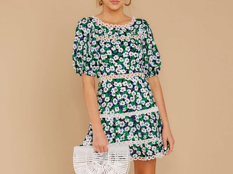 Bloom Again Green Floral Print Dress For Women