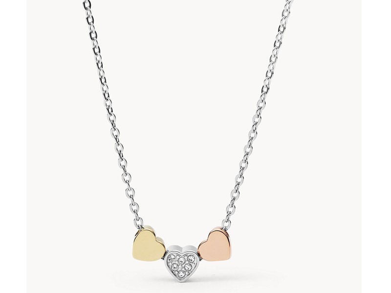 Heart Tri-Tone Steel Necklace For Women