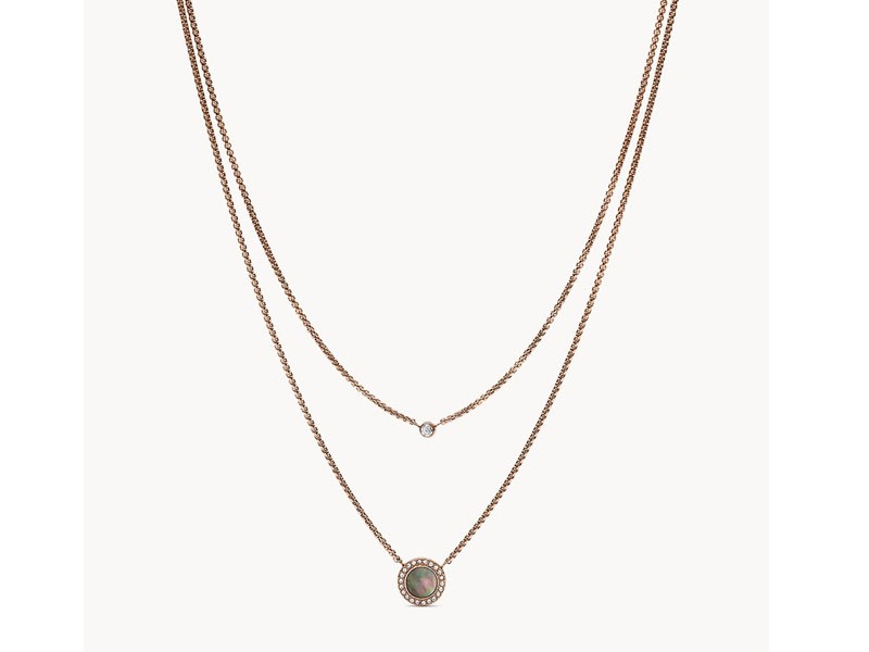 Double Gray Mother-of-Pearl Disc Pendant Necklace For Women