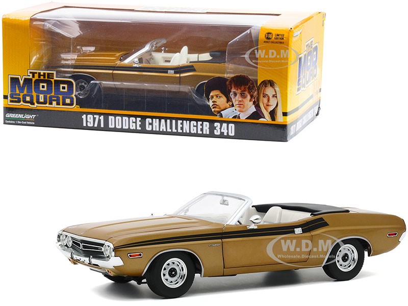 1971 Dodge Challenger 340 Convertible Gold with White Interior Model Car
