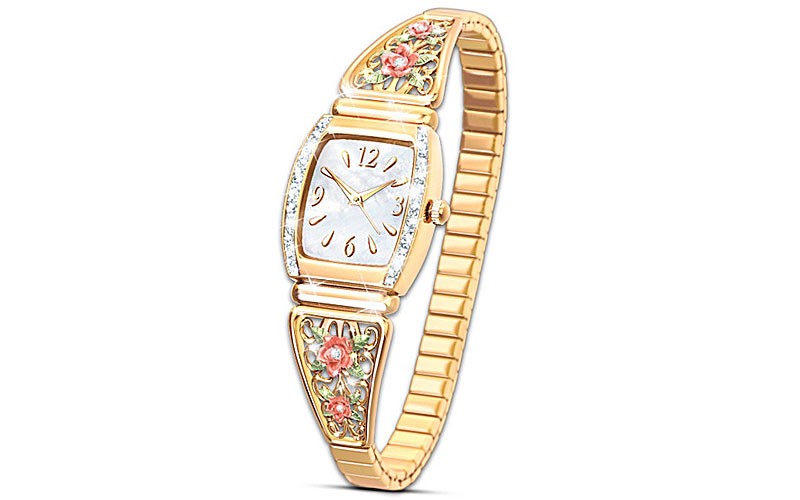 The American Rose Mother Of Pearl And Crystal Watch